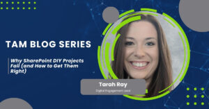 Post title and Tarah picture in a graphic design