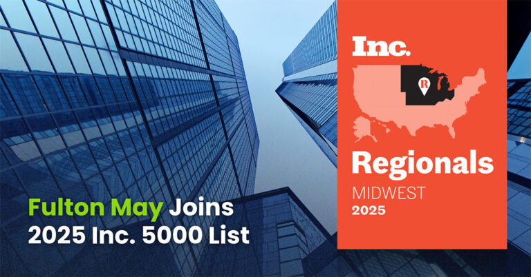 Graphic announcing Fulton May's inclusion in the 2025 Inc. 5000 Regionals Midwest list