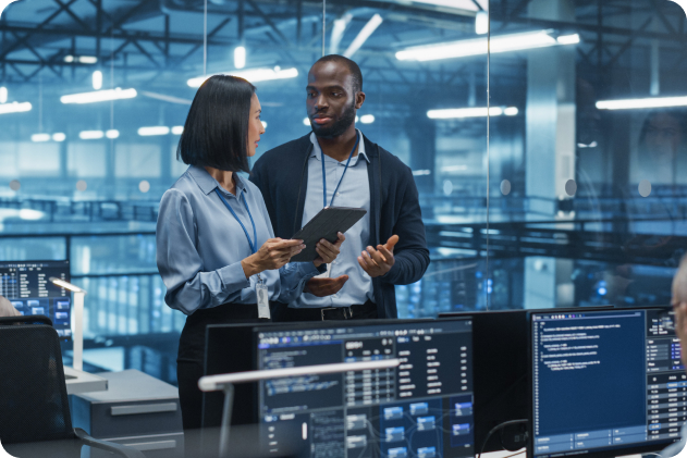 IT team working in a data center